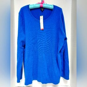 Talbots Plus Womens Pure Cashmere Sweater / Size 2X / NWT / Blue/ Long Sleeves